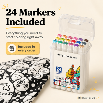 DIY Coloring Blanket with 24 Colored Markers