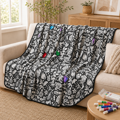 DIY Coloring Blanket with 24 Colored Markers