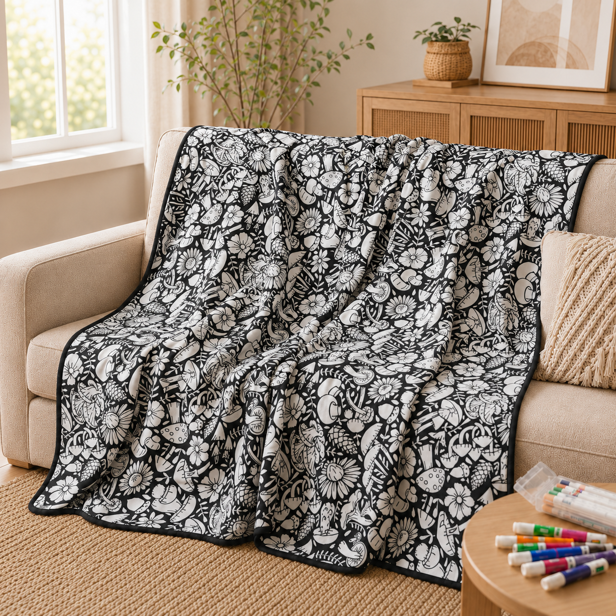 DIY Coloring Blanket with 24 Colored Markers